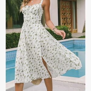 Floral square neck milkmaid dress